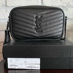 Saint Laurent YSL Monogram mini camera bag crossbody, black on black